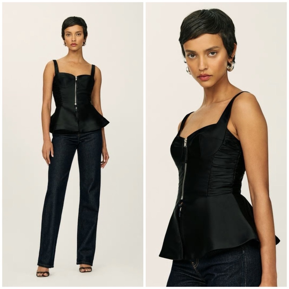 THE COLLECTION by Reformation Truro Corset Bustier Top in Black Size 2